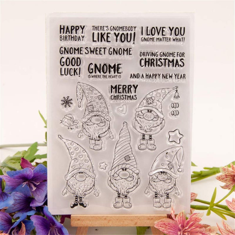 arriettycraft Arbuya Merry Christmas Happy New Year Gnome Clear Stamps for Cards Making or Journaling, Christmas Gnomes Sentiment Rubber Stamps for Journals, Scrapbooking Albums and Other Paper Crafts - Image 4